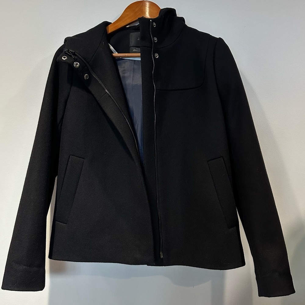 J. Crew Women's Melton Wool Hooded Jacket In Black - Picture 3 of 7